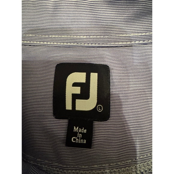 FootJoy FJ Mens Golf Polo Shirt Short Sleeve Blue White Stripe Size Large |Q1 - Picture 3 of 5